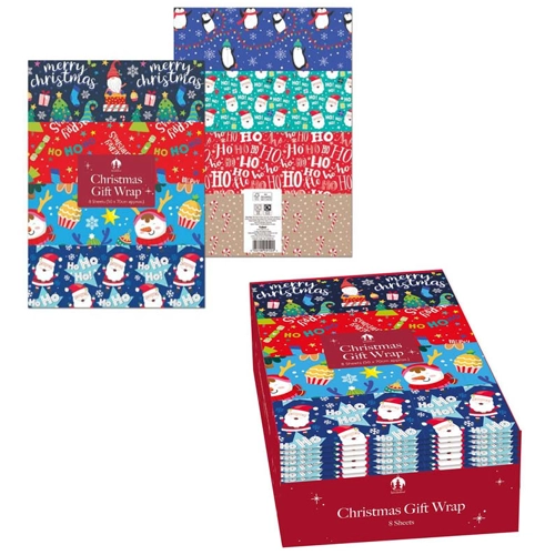 50 x Christmas Gift Wrap Sheets 8pk