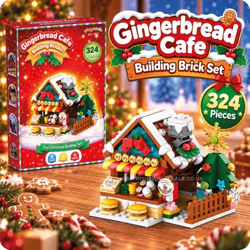 6 x Christmas Gingerbread Café Building Bricks Set
