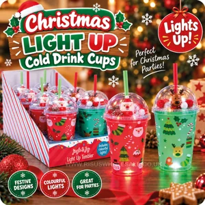 8 x Christmas Light Up Cold Drinks Cups