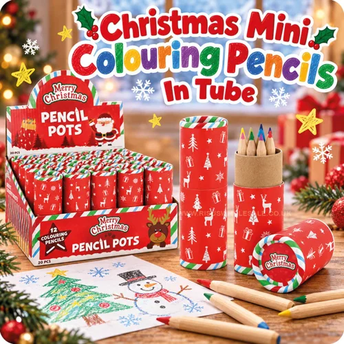20 x Christmas Mini Colouring Pencil Pots