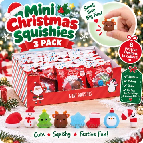 48 x Packs of 3 Mini Christmas Squishies