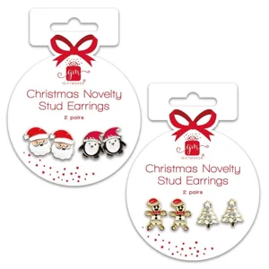 24 x Christmas Novelty Stud Earrings 2pk