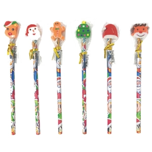 24 x Christmas Pencils With Erasers