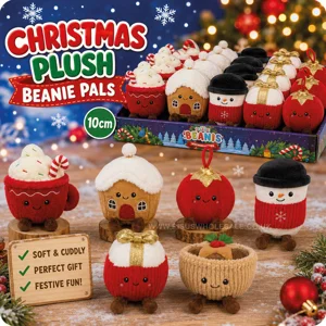 12 x Plush Christmas Beanie Pals 10cm