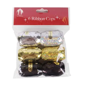12 x Ribbon Cops 6pk Silver/Gold/Black