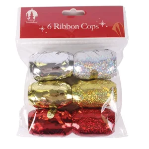 12 x Ribbon Cops 6pk Silver/Gold/Red