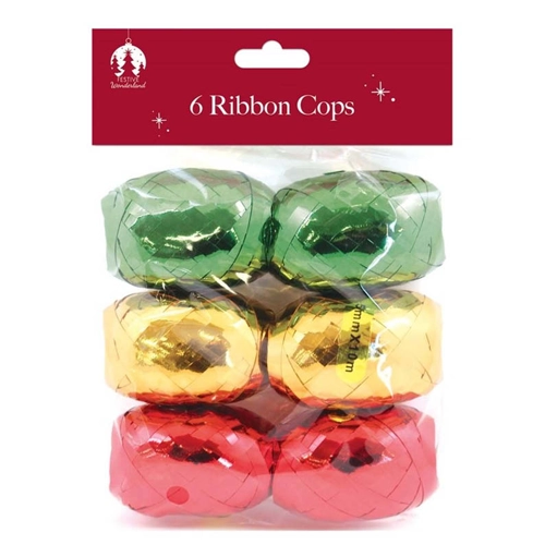 12 x Ribbon Cops 6pk Red/Gold/Green