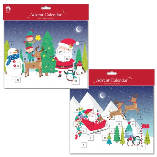 12 x Cardboard Santa Advent Calendar