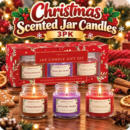 12 x Christmas Jar Candle Gift Set 3pk