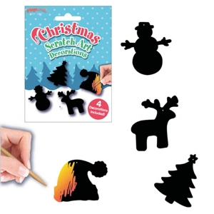 12 x Christmas Scratch Art Decorations 4pk
