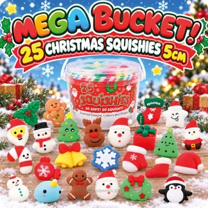 1 x Mega Bucket 25 Christmas Squishies 5cm