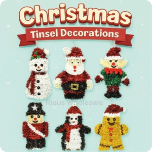 12 x Christmas Tinsel Decorations