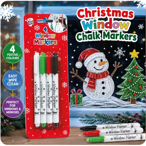 12 x Christmas Window Chalk Markers 4pk
