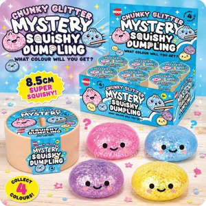 12 x Chunky Glitter Mystery Squishy Dumplings 8.5cm