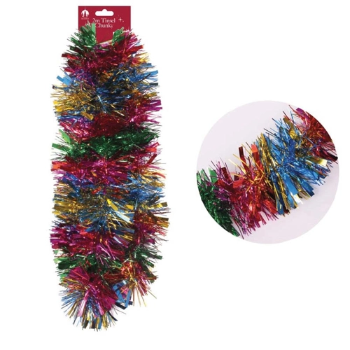 12 x Chunky Multi Coloured Tinsel 2m