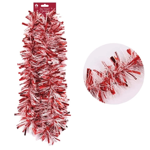 12 x Chunky Red & White Tinsel 2m