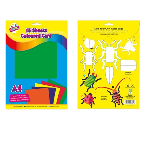12 x A4 Coloured Card 15 Sheets