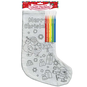 12 x Colour In Santa Christmas Stockings