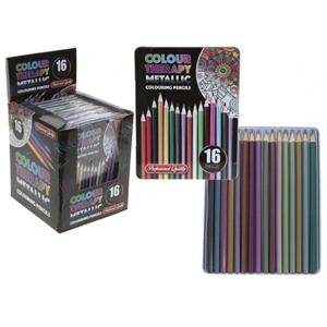 15 x Colour Therapy Metallic Pencils 16pk