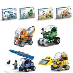 6 x Construction Vehicle Building Brick Kits