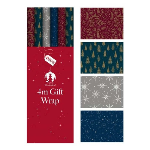 36 x Contemporary Christmas Gift Wrap Rolls 4m