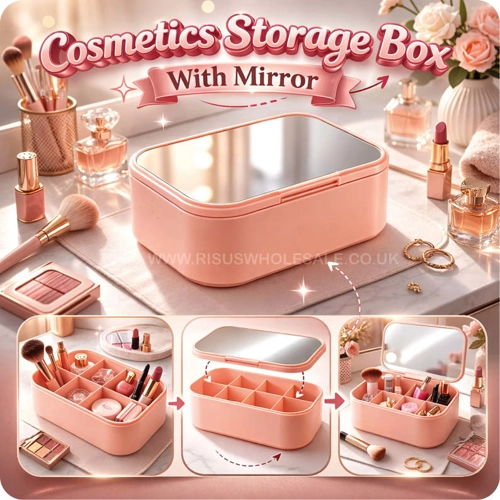 18 x Cosmetics Storage Box With Mirror