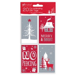 25 x Self Adhesive Cosy Christmas Gift Tags 20pk