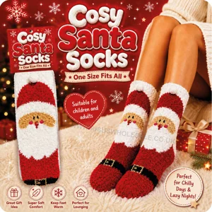 10 x Cosy Christmas Santa Socks