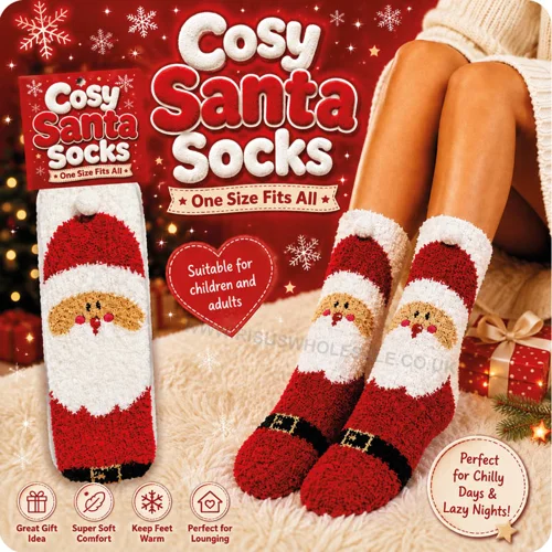 10 x Cosy Christmas Santa Socks