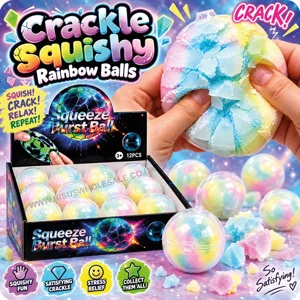 12 x Crackle Squishy Rainbow Balls