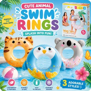 6 x Inflatable Cute Animal Swim Rings
