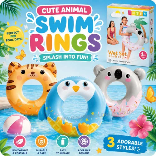 6 x Inflatable Cute Animal Swim Rings