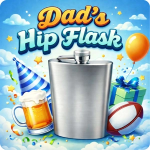 24 x Dad's Stainless Steel Hip Flask 7oz