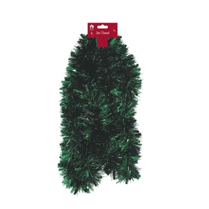 12 x Chunky Dark Green Tinsel 2m