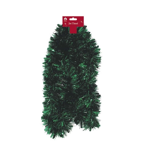 12 x Chunky Dark Green Tinsel 2m