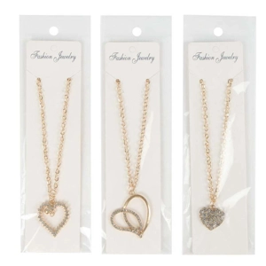 12 x Gold & Diamonte Heart Necklaces