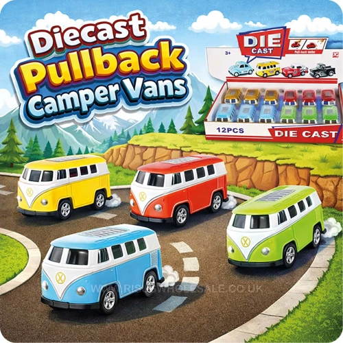 12 x Diecast Pullback Camper Vans