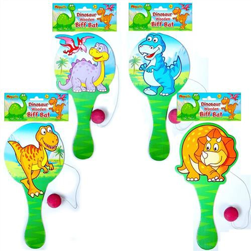 24 x Wooden Dinosaur Paddle Bats