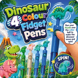 24 x Dinosaur Roller Ball Fidget Multi Pens