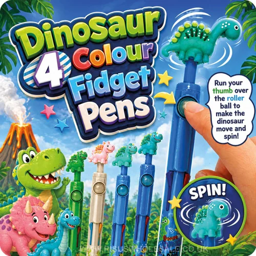 24 x Dinosaur Roller Ball Fidget Multi Pens
