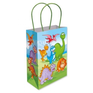 12 x Dinosaur Paper Party Bag W/Handles