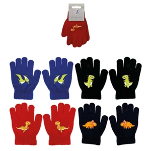 24 x Pairs Of Kids Dinosaur Winter Gloves