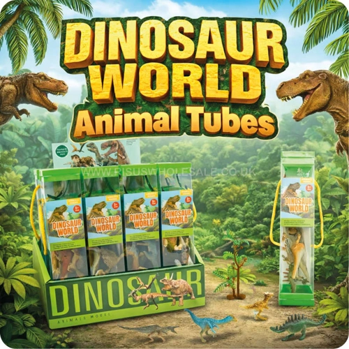 12 x Dinosaur World Animal Tubes