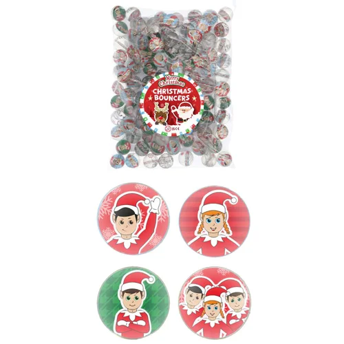 100 x Elfin Around Christmas Bouncy Balls