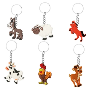 12 x Farm Animal Keyrings