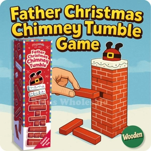 4 x Father Christmas Wooden Chimney Tumble Games