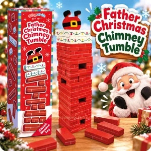 4 x Father Christmas Wooden Chimney Tumble Games