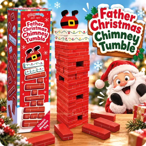 4 x Father Christmas Wooden Chimney Tumble Games