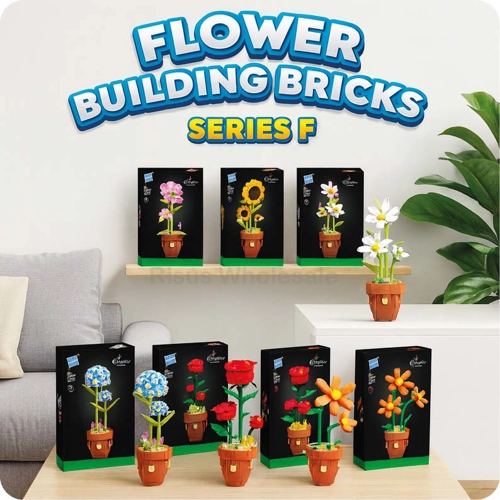 6 x Flower Building Brick Kits - Series F