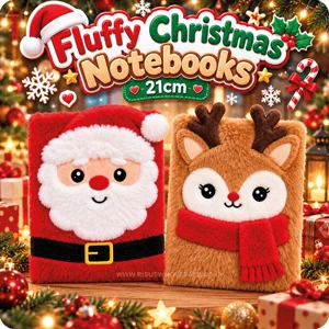 12 x Fluffy Christmas Notebooks 21cm